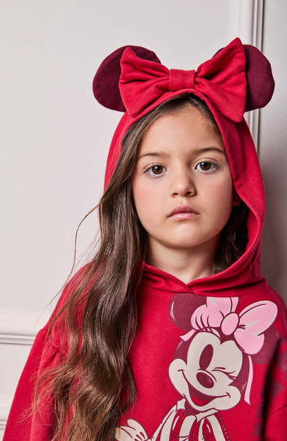 Conjunto Infantil Casaco Capuz e Orelha Minnie e Legging Cranberry - Animê