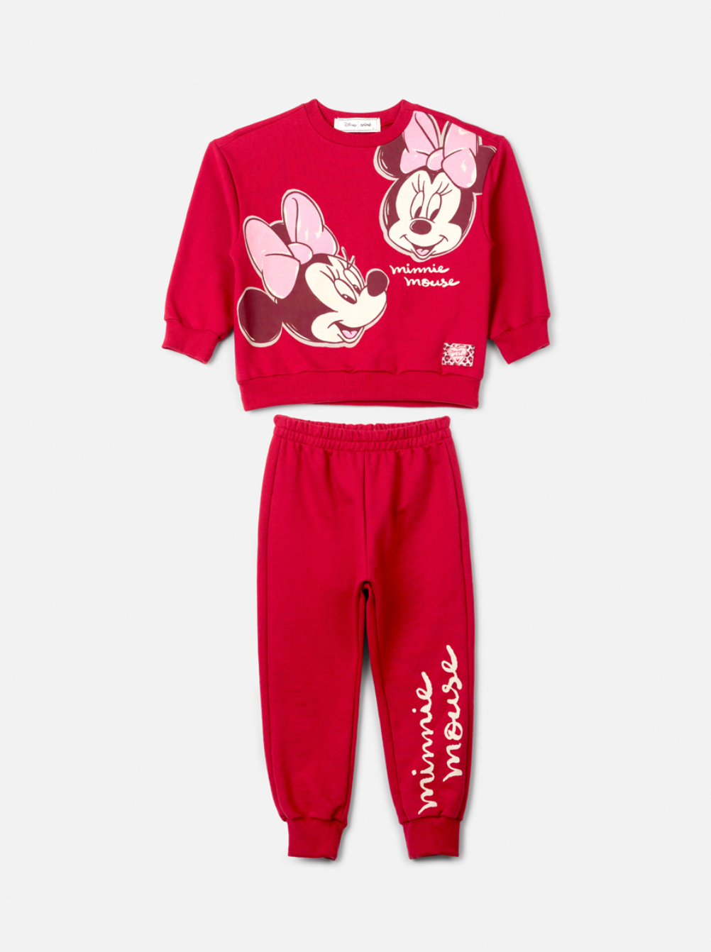 Conjunto Infantil Casaco Gola Bordada Branca e Calça Vermelho Berry - Animê