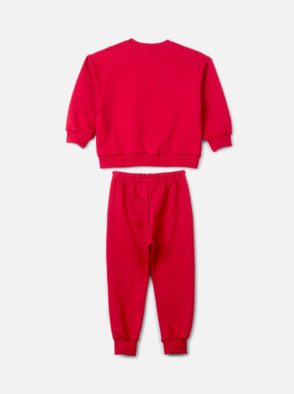 Conjunto Infantil Casaco Gola Bordada Branca e Calça Vermelho Berry - Animê