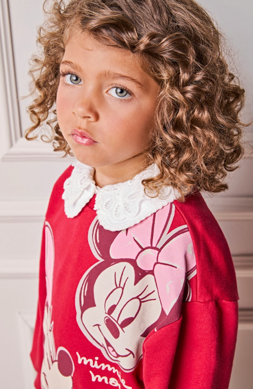 Conjunto Infantil Casaco Gola Bordada Branca e Calça Vermelho Berry - Animê