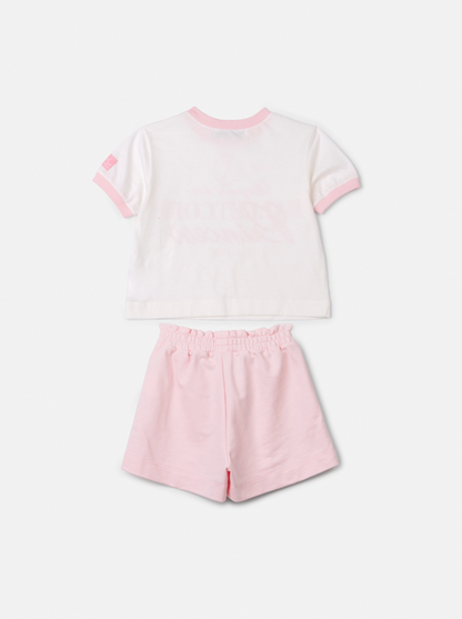 Conjunto Infantil Blusa Perolada Ballet Core Shorts e Laço Rosa - Animê Petite