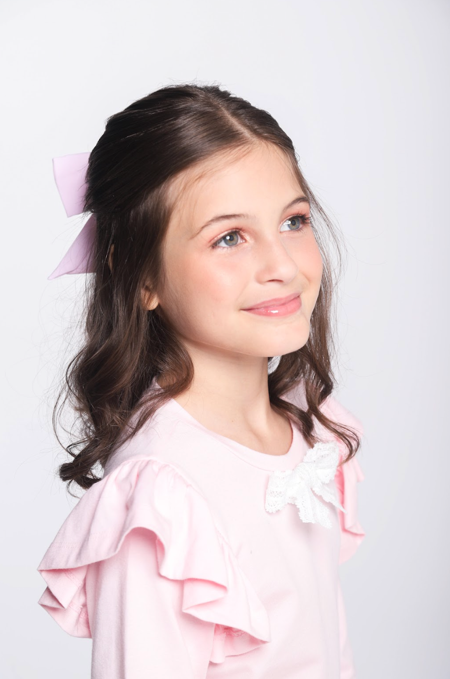 Conjunto Infantil ML Laço e Calça Wide Leg Lateral Glitter Rosa - Luluzinha