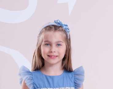 Arquinho Infantil Laço Duplo Courinho com Pérolas Azul Celeste - Pituchinhus