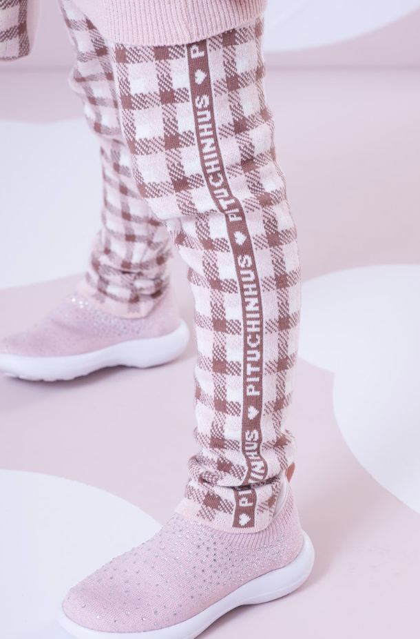 Legging Infantil Tricot Xadrez Marrom Marroque - Pituchinhus