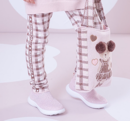 Legging Infantil Tricot Xadrez Marrom Marroque - Pituchinhus