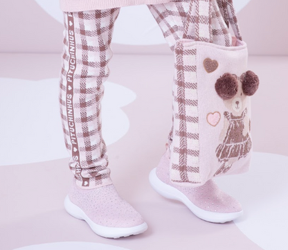 Legging Infantil Tricot Xadrez Marrom Marroque - Pituchinhus