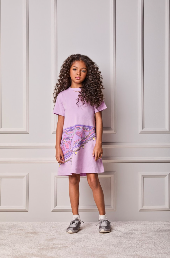 Vestido Infantil Lenço Lilás Orquídea - Animê