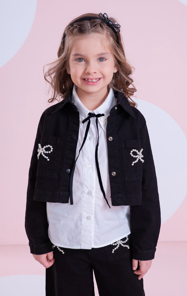 Camisa Infantil Mini Laços Bordado Fita Veludo - Pituchinhus