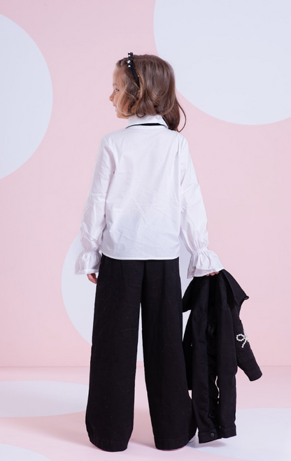 Camisa Infantil Mini Laços Bordado Fita Veludo - Pituchinhus