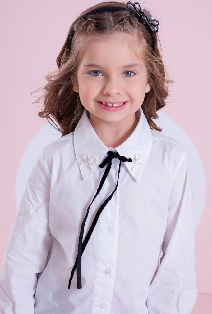 Camisa Infantil Mini Laços Bordado Fita Veludo - Pituchinhus