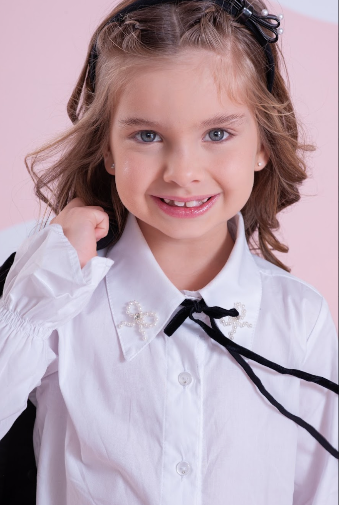 Camisa Infantil Mini Laços Bordado Fita Veludo - Pituchinhus