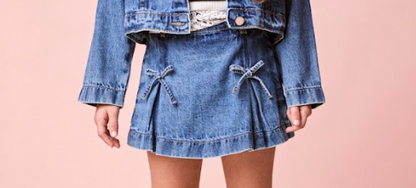 Shorts-Saia Infantil Jeans com Laços - Momi