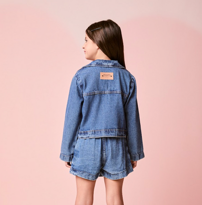Jaqueta Infantil Jeans com Laços - Momi