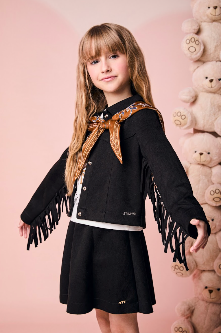 Jaqueta Infantil de Suede com Franjas - Momi