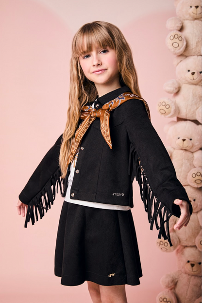 Jaqueta Infantil de Suede com Franjas - Momi