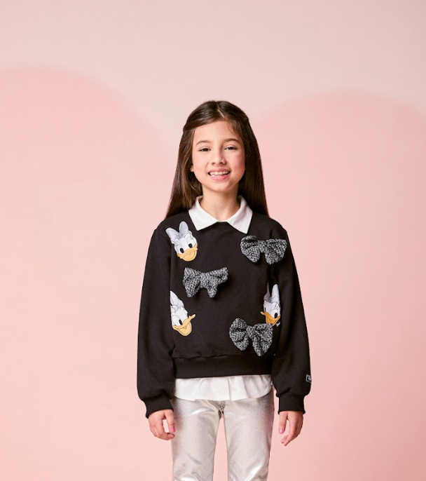Casaco Infantil Daisy Com Laços Preto - Momi