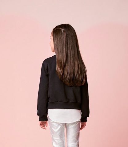 Casaco Infantil Daisy Com Laços Preto - Momi