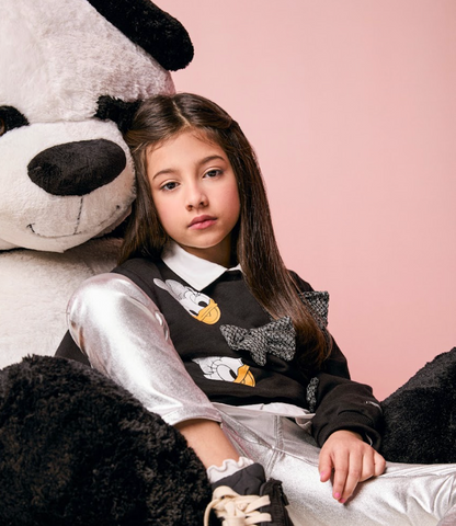 Casaco Infantil Daisy Com Laços Preto - Momi