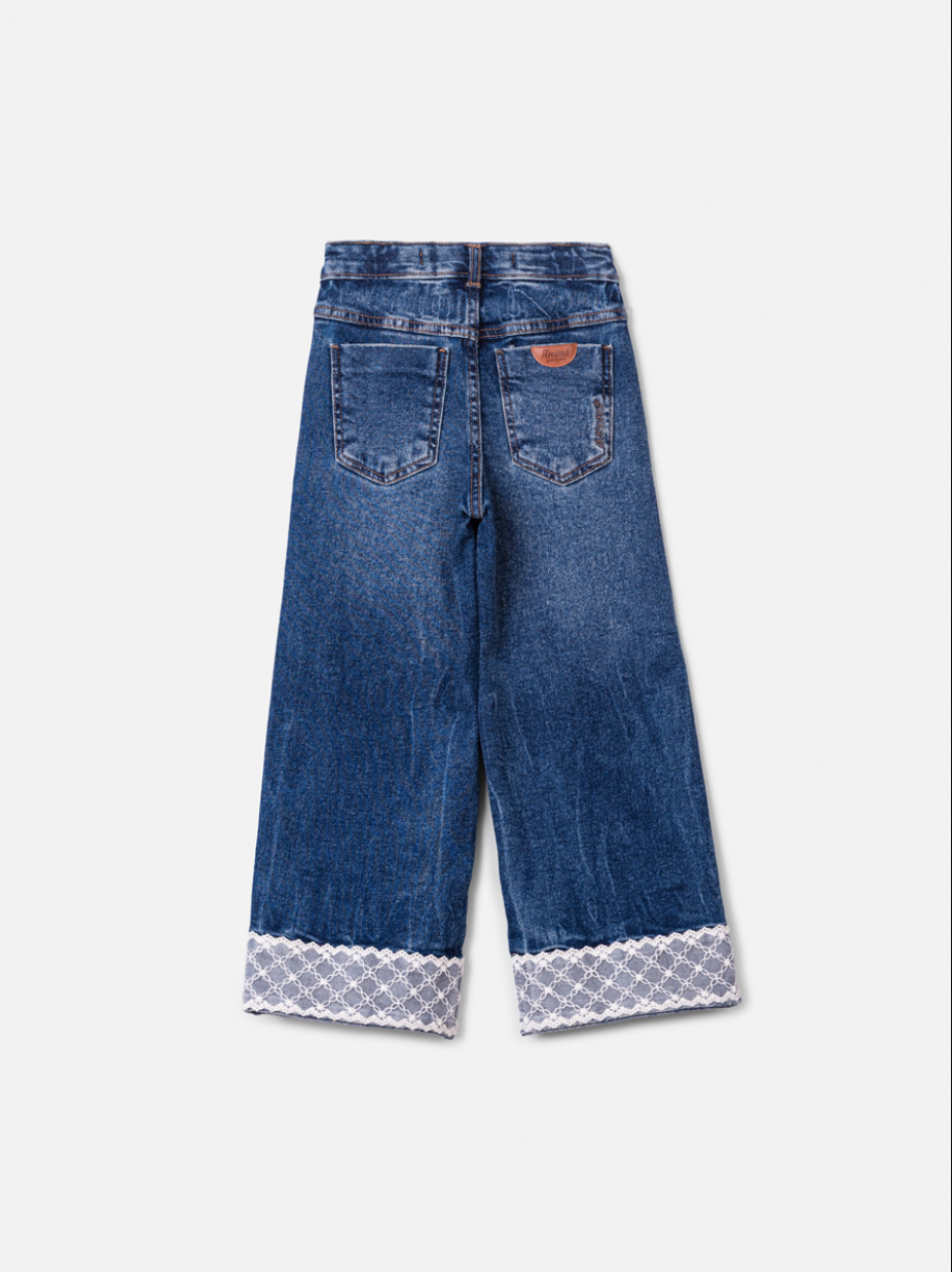 Calça Jeans Infantil Barra Rendada - Animê