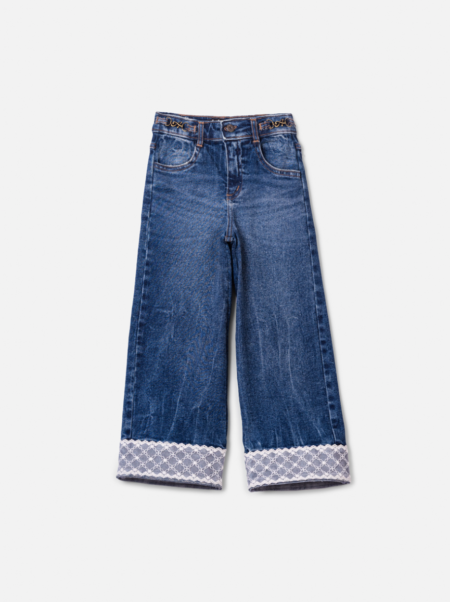 Calça Jeans Infantil Barra Rendada - Animê