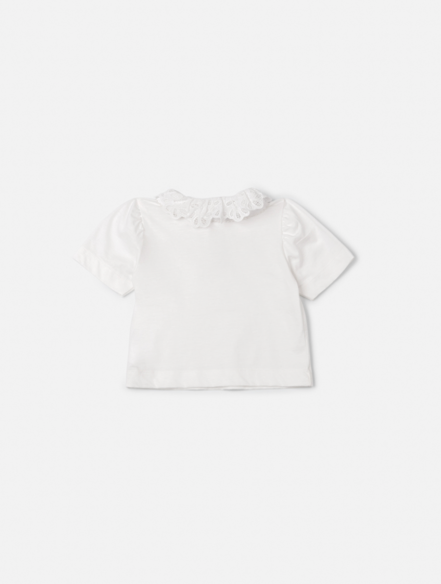 Blusa Infantil Gola Rendada Off White - Animê Petite