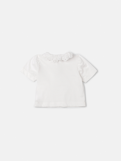 Blusa Infantil Gola Rendada Off White - Animê Petite