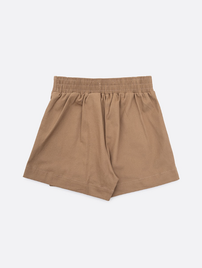 Saia-shorts Infantil Sarja Pregas Bege Escuro - Pituchinhus