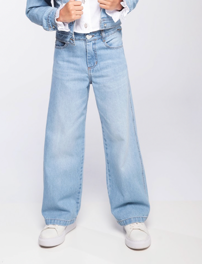 Calça Infantil Wide Leg Jeans Claro - Luluzinha