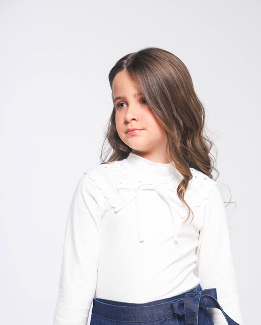 Blusa Infantil Gola de Laise Removível - Luluzinha