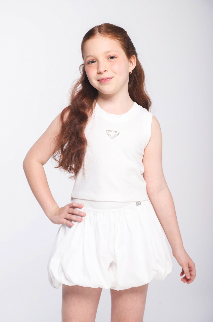 Shorts Infantil Balonê Algodão Branco - Luluzinha
