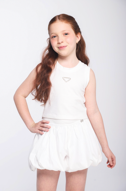 Shorts Infantil Balonê Algodão Branco - Luluzinha