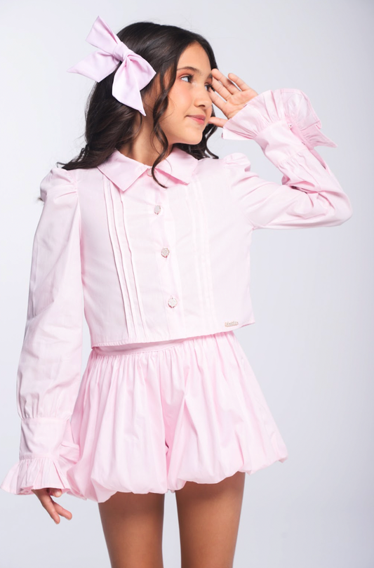 Shorts Infantil Balonê Algodão Rosa Claro - Luluzinha