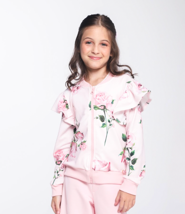 Casaco Infantil de Moletom Floral - Luluzinha
