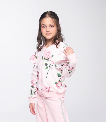 Casaco Infantil de Moletom Floral - Luluzinha