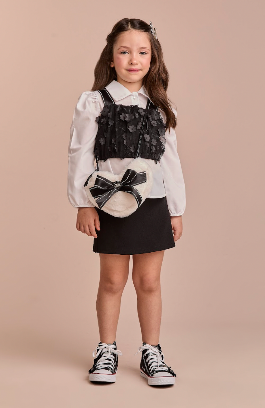 Bolsa Infantil Coração Teddy Off White - Gabriela Aquarela