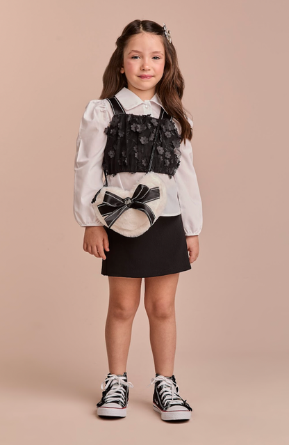 Bolsa Infantil Coração Teddy Off White - Gabriela Aquarela