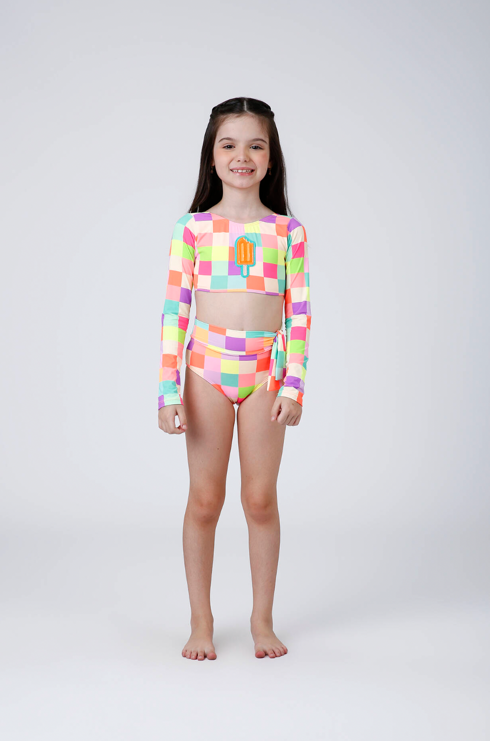 Biquíni Cropped ML Thais Est. Picolé - Siri Kids