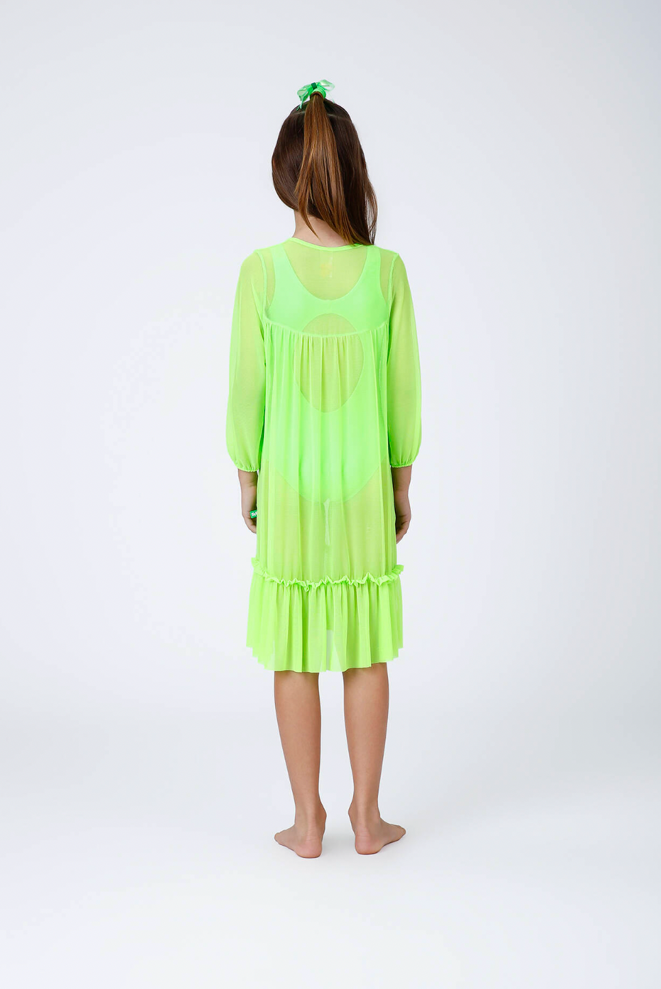 Vestido Infantil Tule Eduarda Verde Fluor - Siri Kids