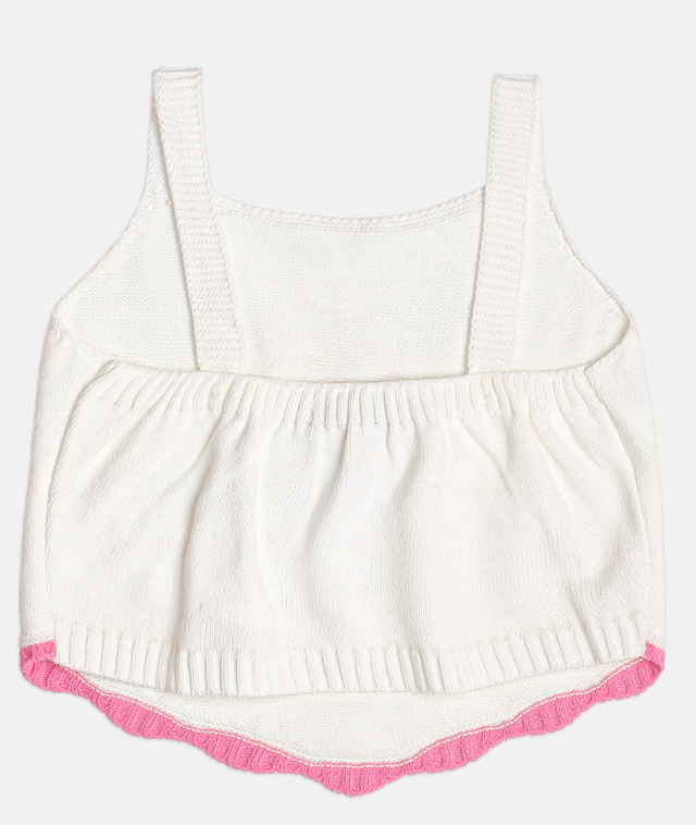 Conjunto Infantil Blusa Tricot Cerejas e Shorts Saia Jeans Com Pregas - Momi - Pré Venda