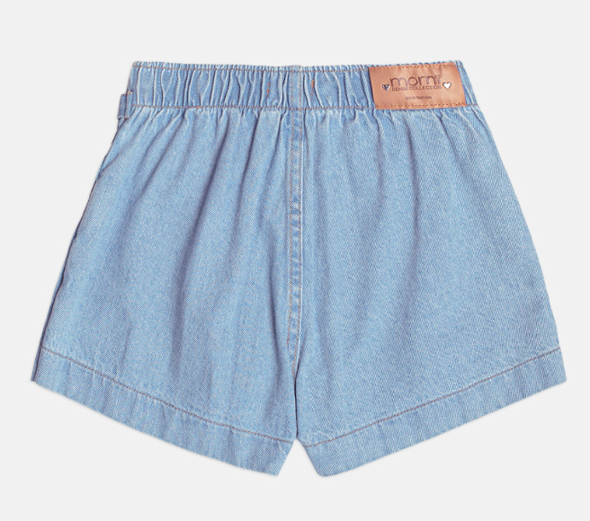 Conjunto Infantil Blusa Tricot Cerejas e Shorts Saia Jeans Com Pregas - Momi - Pré Venda