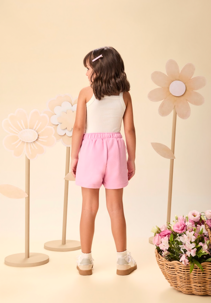 Conjunto Infantil Regata e Shorts Com Transpasse Cerejas - Momi