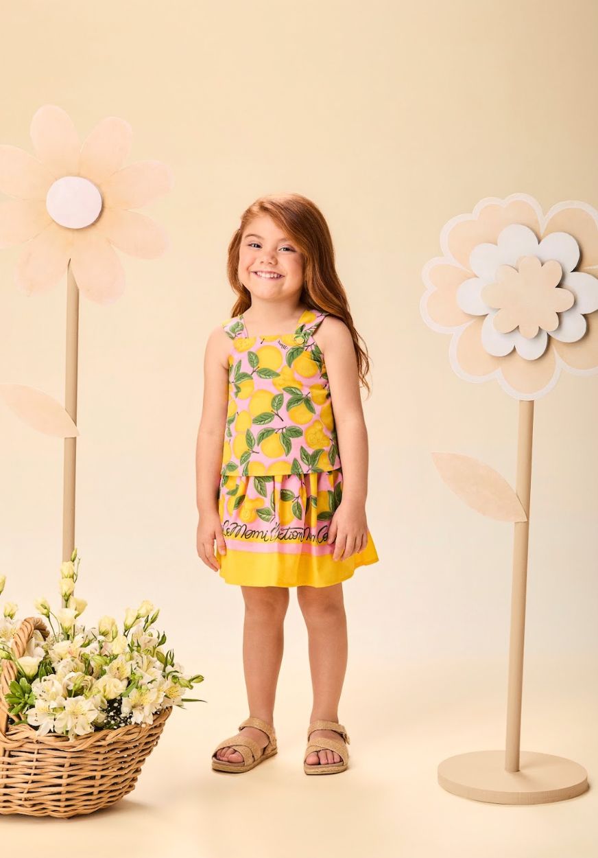 Conjunto Infantil Blusa e Saia Estampa Fruit Bear - Momi