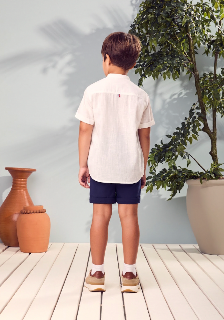 Conjunto Infantil Camisa Polo Off White e Bermuda - Youccie