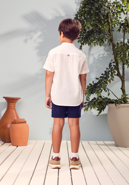 Conjunto Infantil Camisa Polo Off White e Bermuda - Youccie
