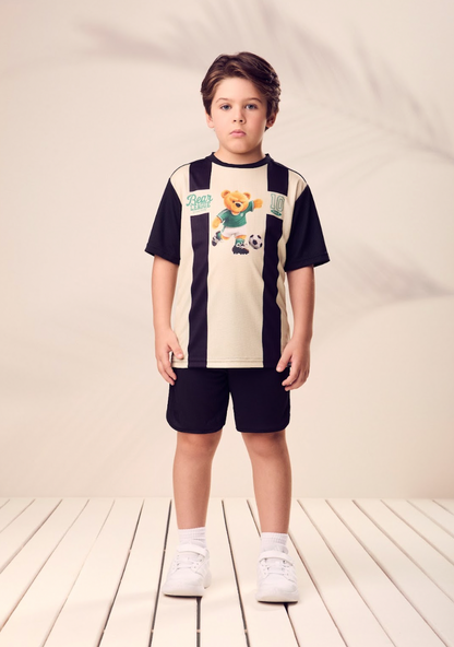 Conjunto Infantil Camiseta Esportiva Listrada e Bermuda - Youccie