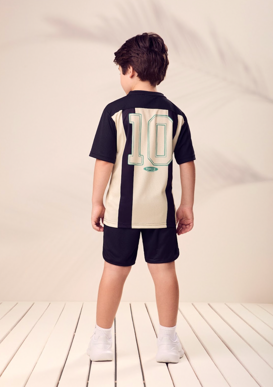 Conjunto Infantil Camiseta Esportiva Listrada e Bermuda - Youccie