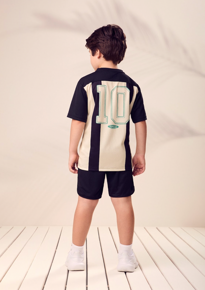 Conjunto Infantil Camiseta Esportiva Listrada e Bermuda - Youccie