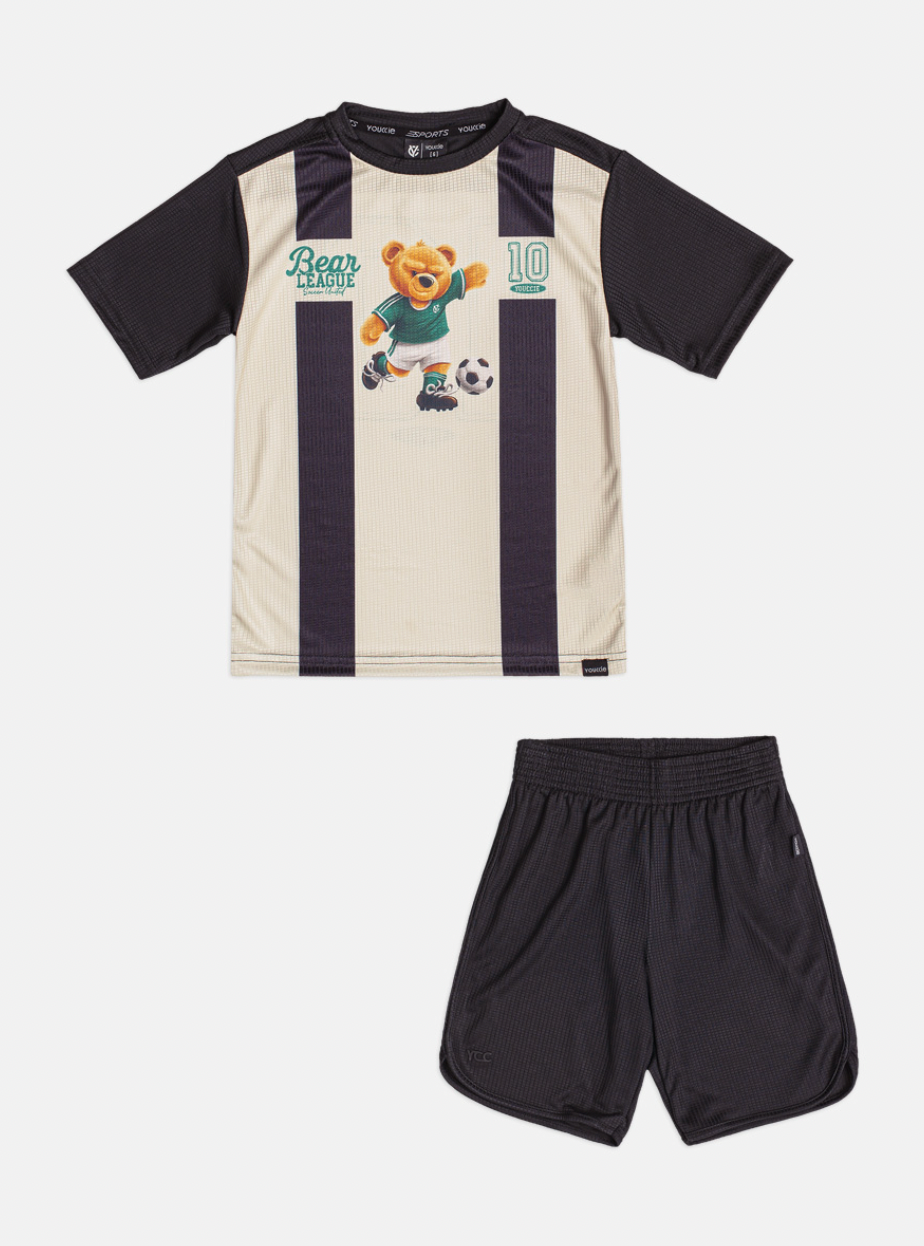 Conjunto Infantil Camiseta Esportiva Listrada e Bermuda - Youccie