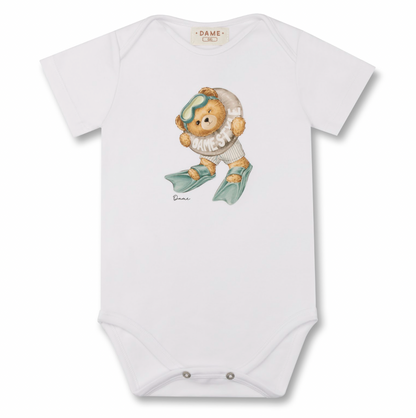 Body Bebê Algodão Egipcio Teddy Boia Branco - Dame