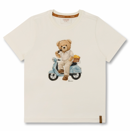 Camiseta Infantil Teddy Lambreta Off White - Dame